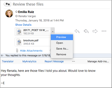 show message preview in outlook for mac 2011